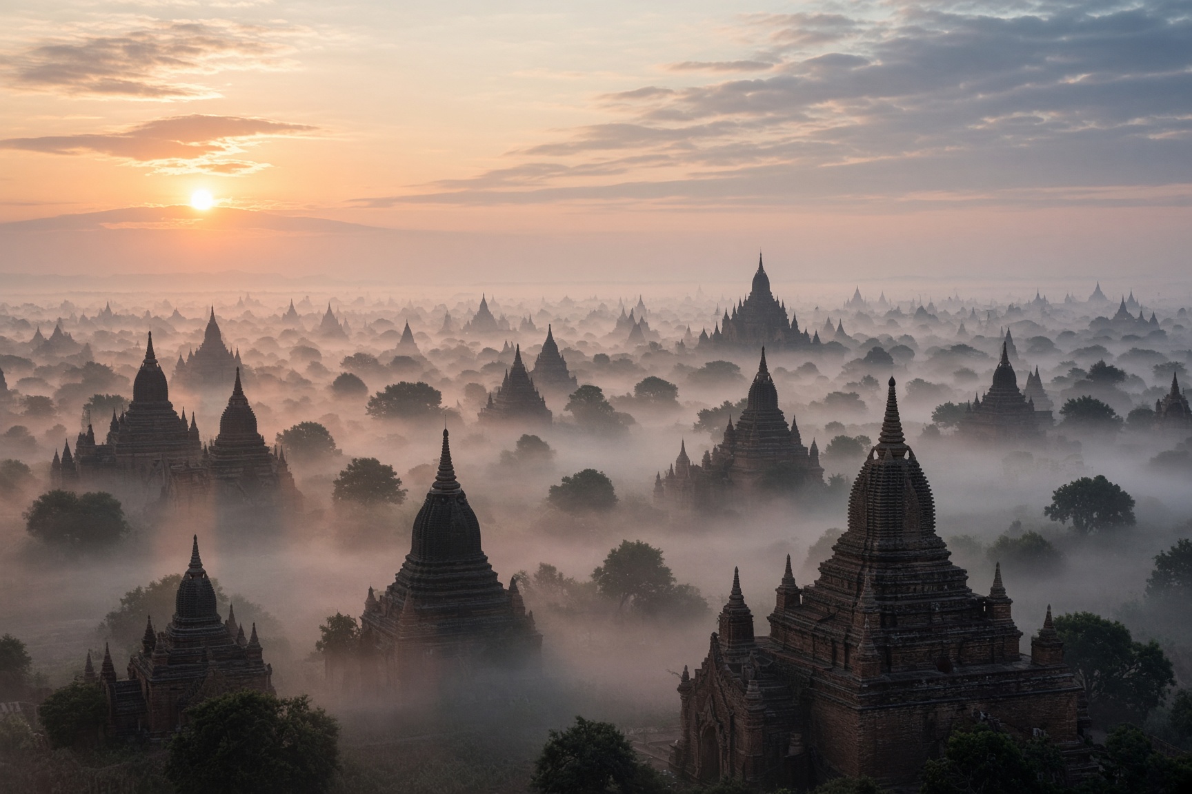 Bagan at dawn, Myanmar